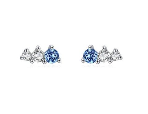 Fashion Round Sterling Silver Inlay Zircon Ear Studs 1 Pair