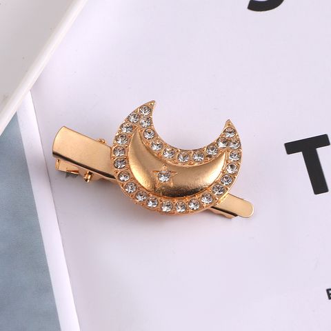 Fashion Moon Butterfly Metal Handmade Inlay Artificial Pearls Artificial Diamond Hair Clip 1 Piece