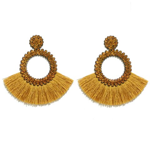 1 Pair Bohemian Round Alloy Tassel Women's Drop Earrings
