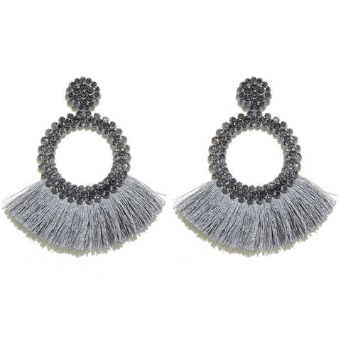 1 Pair Bohemian Round Alloy Tassel Women's Drop Earrings