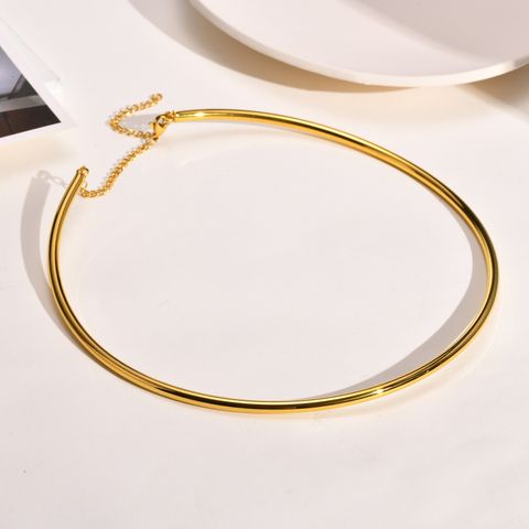 Simple Style Solid Color Stainless Steel Choker 1 Piece