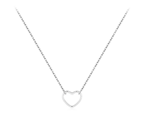 Fashion Heart Shape Sterling Silver Polishing Pendant Necklace