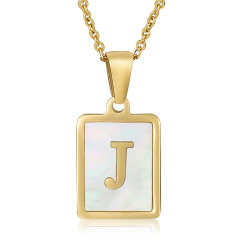 Titanium Steel 18K Gold Plated Simple Style Plating Letter Acrylic Necklace