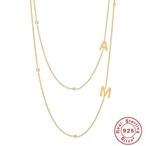 Fashion Letter Sterling Silver Plating Zircon Necklace 1 Piece