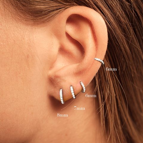 1 Paire Mode Géométrique Placage Argent Sterling Zircon Des Boucles D'oreilles