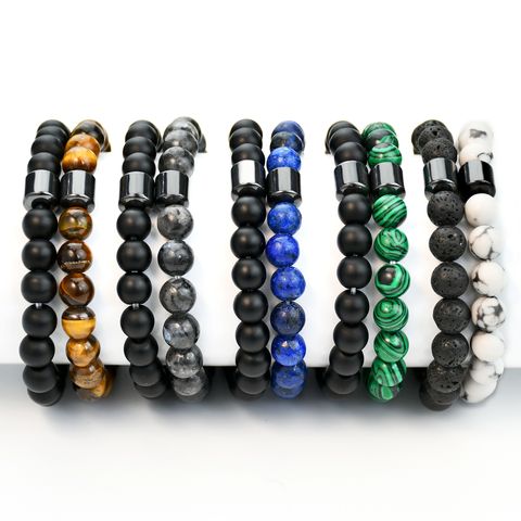 Simple Style Color Block Natural Stone Beaded Unisex Bracelets
