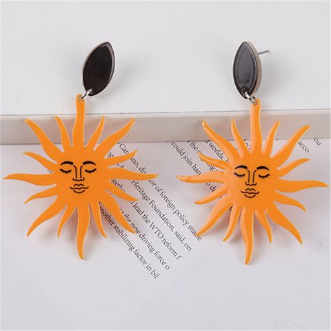1 Pair Simple Style Sun Printing Arylic Drop Earrings