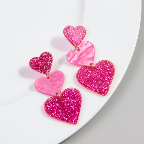 1 Pair Simple Style Heart Shape Arylic Drop Earrings