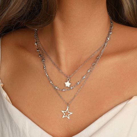 Elegant Streetwear Star Alloy Plating Women's Layered Necklaces
