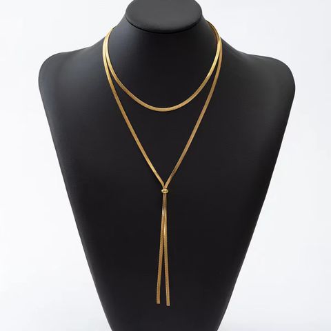 Titanium Steel 18K Gold Plated Elegant Plating Solid Color Long Necklace