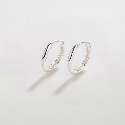 1 Pair Simple Style Circle Plating Sterling Silver 18k Gold Plated Earrings