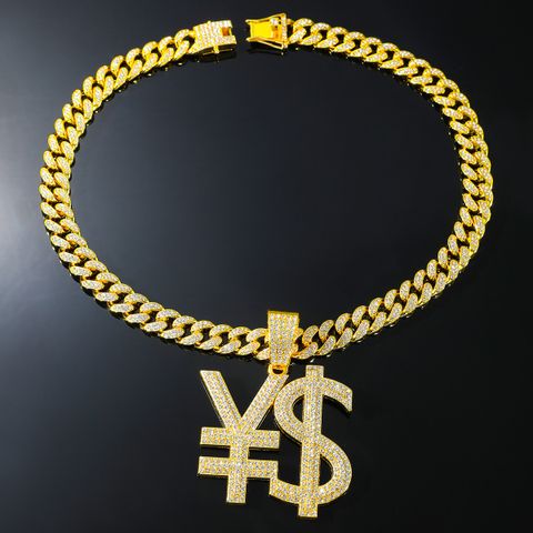 Hip-hop Dollar Alloy Inlay Zircon Men's Pendant Necklace