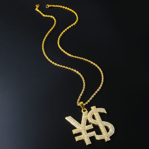 Hip-hop Dollar Alloy Inlay Zircon Men's Pendant Necklace