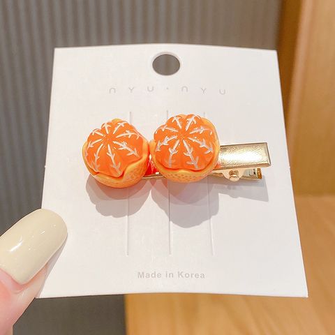 Simple Style Orange Arylic Patchwork Hair Clip