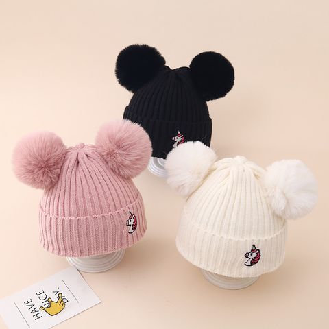 Children Unisex Basic Simple Style Solid Color Embroidery Wool Cap