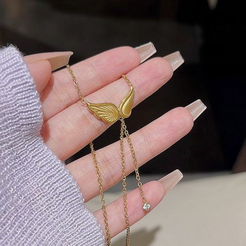 Wholesale Basic Korean Style Wings Titanium Steel Pendant Necklace