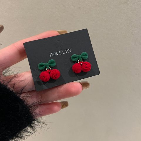 1 Pair Elegant Lady Cherry Alloy Drop Earrings