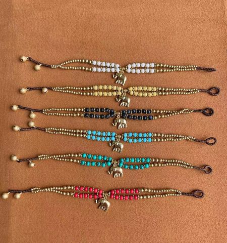 Ethnic Style Elephant Turquoise Copper Beaded Men's Bracelets