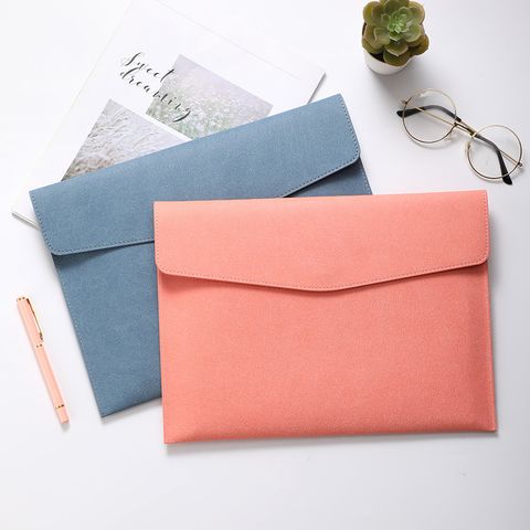 Solid Color Leather School Simple Style Stationery Storage Bag