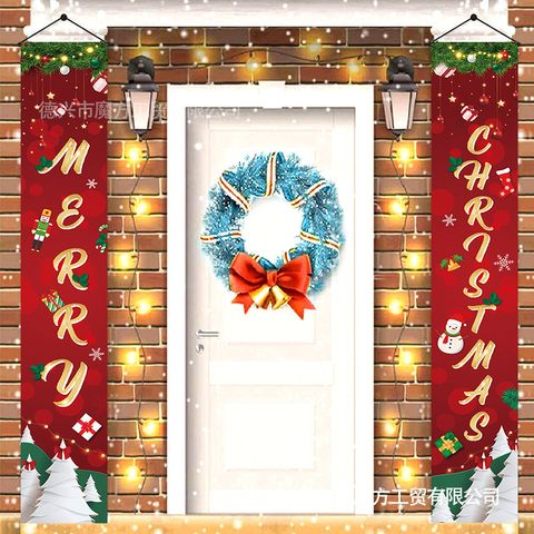 Christmas Cartoon Style Cute Christmas Tree Santa Claus Polyester Indoor Festival Door Curtain