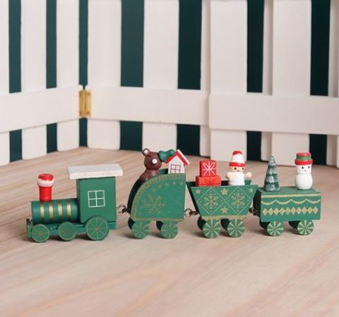 Christmas Decoration Wooden Train Children's Gift Window Decoration