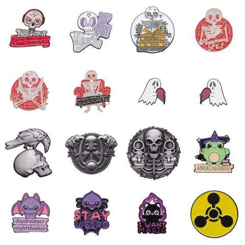 Cartoon Style Classic Style Cross Pumpkin Skull Alloy Stamping Stoving Varnish Plating Unisex Brooches