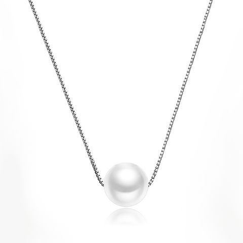 Elegant Round Pearl Sterling Silver Plating Gold Plated Pendant Necklace