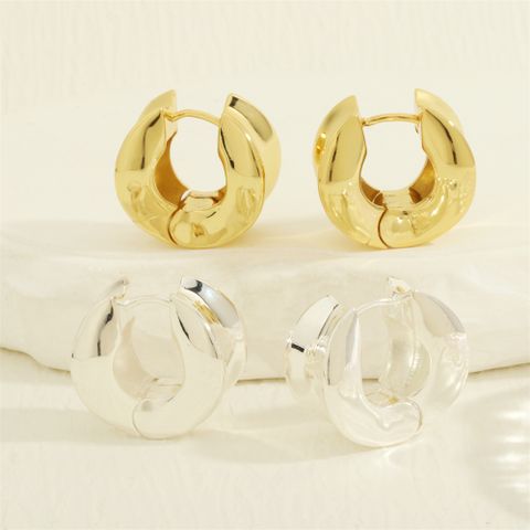 1 Pair Retro Simple Style Circle Plating Copper 18k Gold Plated Hoop Earrings