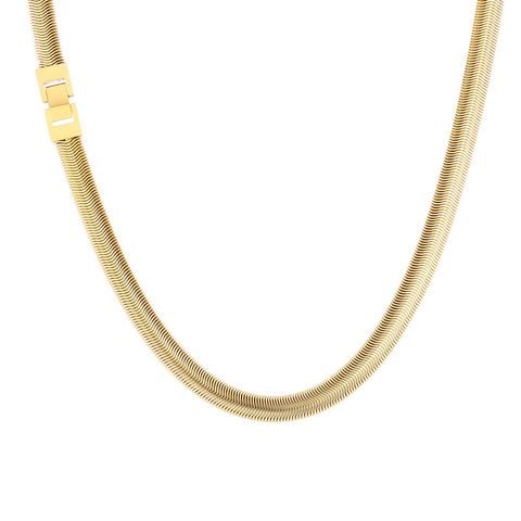 Hip-Hop Solid Color Titanium Steel 18K Gold Plated Men's Necklace