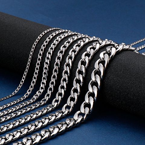 Hip-Hop Solid Color Titanium Steel Plating 18K Gold Plated Men's Necklace