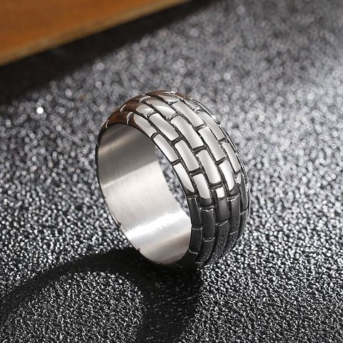 Punk Geométrico Acero Inoxidable Pulido Hombres Anillos