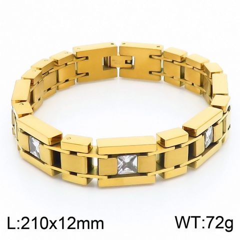 Hip-Hop Retro Color Block Titanium Steel Chain 18K Gold Plated Men's Bracelets
