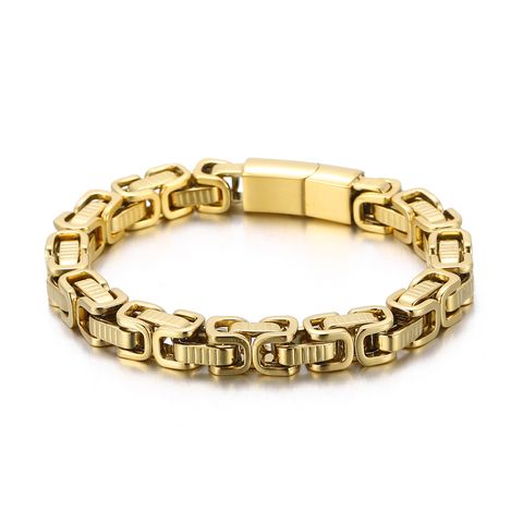 Hip-hop Retro Solid Color Titanium Steel Plating Chain Gold Plated Men's Bracelets