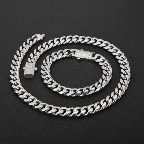 Rock Streetwear Geometric Titanium Steel Plating 18K Gold Plated Men's Bracelets Necklace