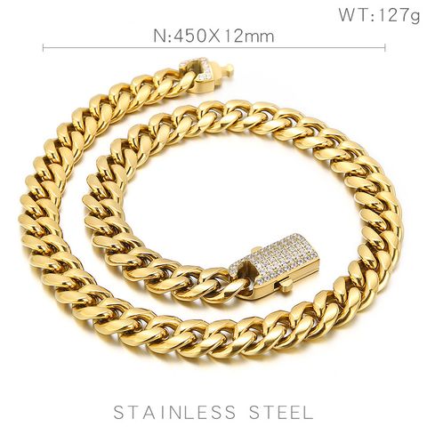 Rock Streetwear Geometric Titanium Steel Plating 18K Gold Plated Men's Bracelets Necklace