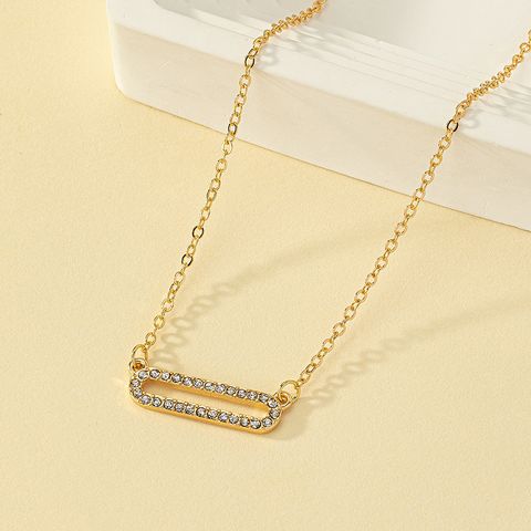Vintage Style Geometric Solid Color Rhinestone Plating Women's Pendant Necklace