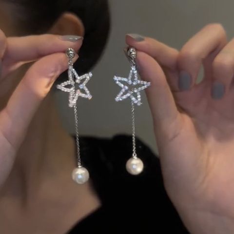 1 Pair Simple Style Geometric Star Plating Copper Drop Earrings