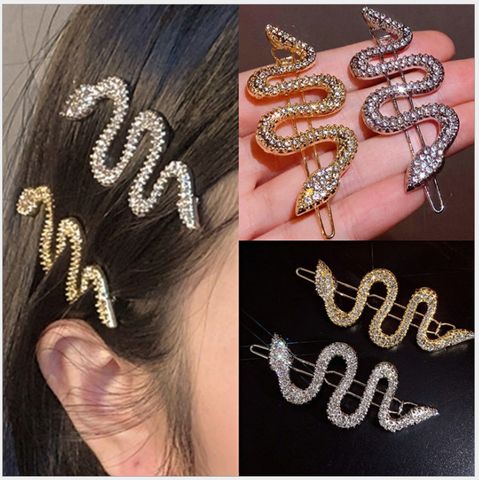 Simple Style Snake Alloy Inlay Rhinestones Hair Clip