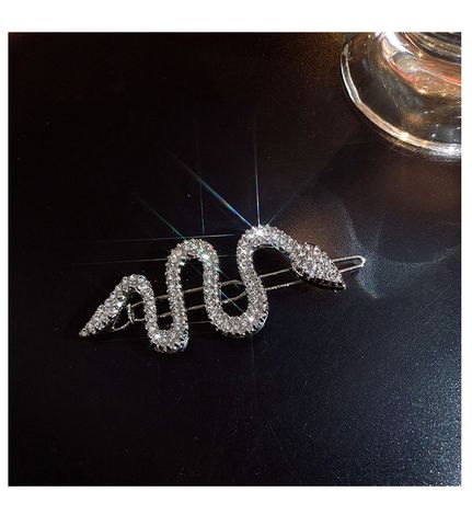 Estilo Simple Serpiente Aleación Embutido Diamantes De Imitación Pinza Para El Cabello
