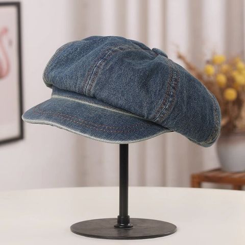 Women's Vintage Style Sweet Solid Color Curved Eaves Beret Hat