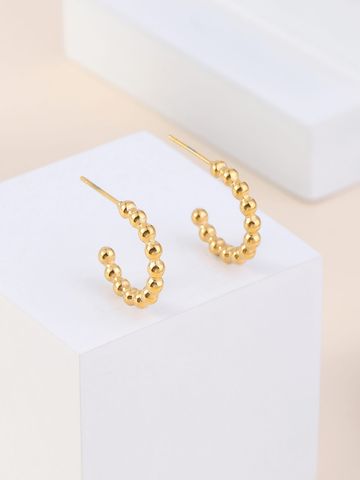 1 Pair Simple Style Solid Color Plating 304 Stainless Steel 18K Gold Plated Hoop Earrings