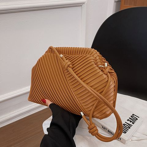 Women's Medium Pu Leather Solid Color Streetwear Shell Hidden Buckle Shoulder Bag Crossbody Bag Dome Bag