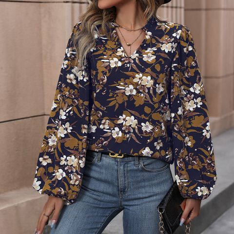 Women's Blouse Long Sleeve Blouses Printing Casual Vintage Style Flower