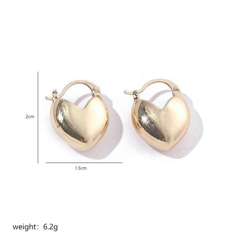 1 Pair Elegant Heart Shape Plating Copper 18k Gold Plated White Gold Plated Hoop Earrings