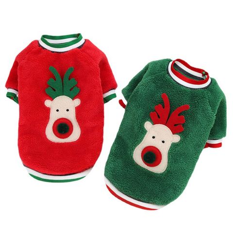 Cartoon Style Polyester Christmas Elk Pet Clothing