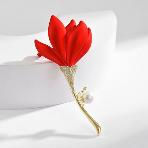 Elegant Simple Style Rose Flower Alloy Plating Women's Brooches