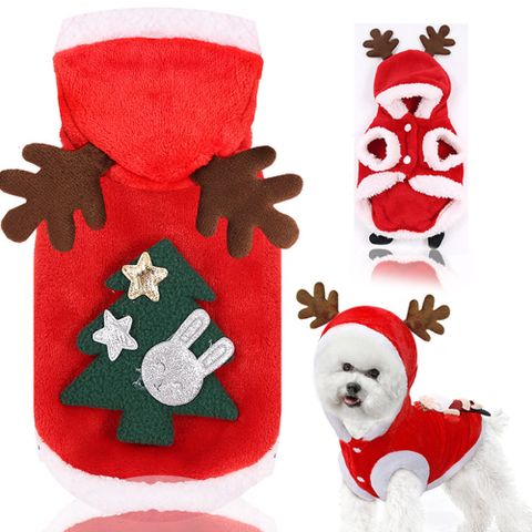 British Style Coral Fleece Christmas Cartoon Pet Clothing