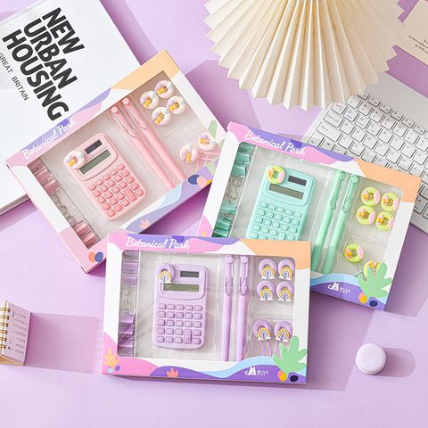 1 Set Solid Color Class Learning Plastic Metal Cute Stationary Sets