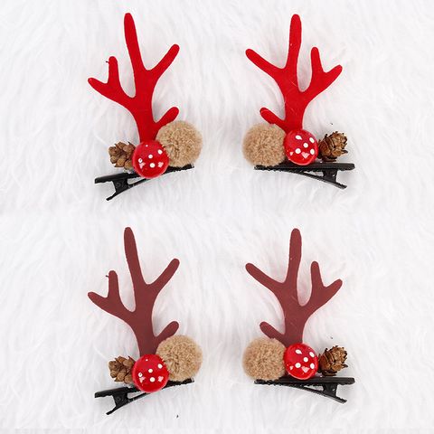 Women's Cute Christmas Hat Letter Elk Plastic Cloth Iron Hair Clip