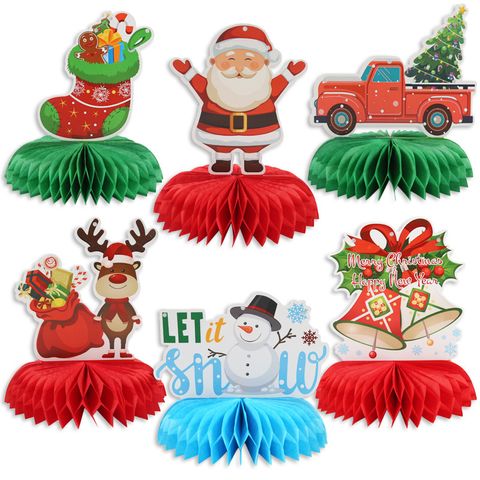 Christmas Cartoon Style Cute Christmas Tree Snowman Paper Indoor Party Festival Hanging Ornaments